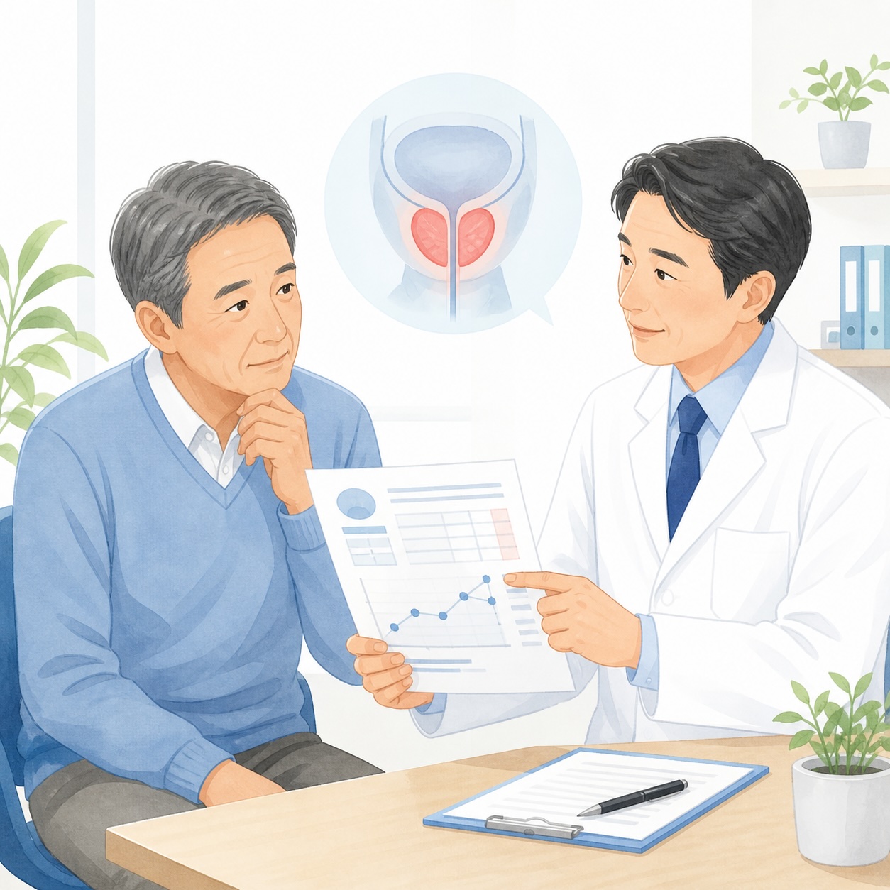 PSA高値を指摘されたらどうする？原因・前立腺がんとの関係・受診の目安をわかりやすく解説